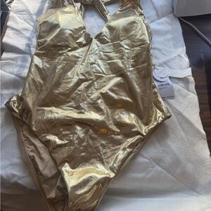 La Blanca Metallic Gold Women's One Piece Swimsuit